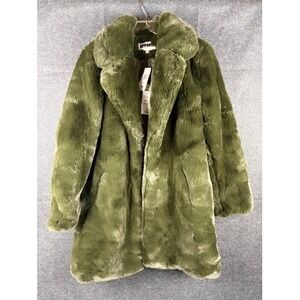 Apparis Sasha Faux Fur Coat Army Green Vegan Plush Womens XL NWT $375